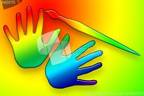Image of Paints Hands Over