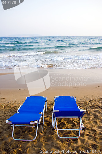 Image of Deck-chairs on the beach