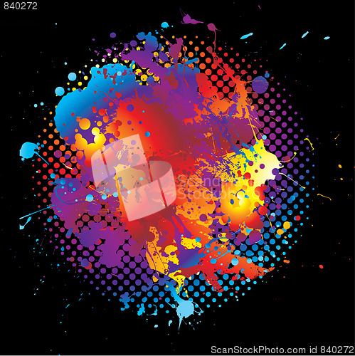 Image of grunge rainbow splat halftone