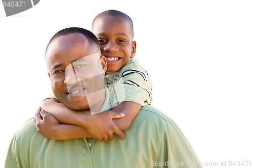 Image of Happy Man and Child Isolated on White