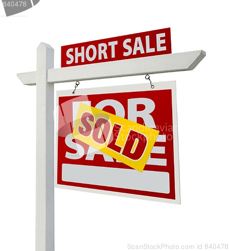 Image of Sold Short Sale Real Estate Sign Isolated - Right