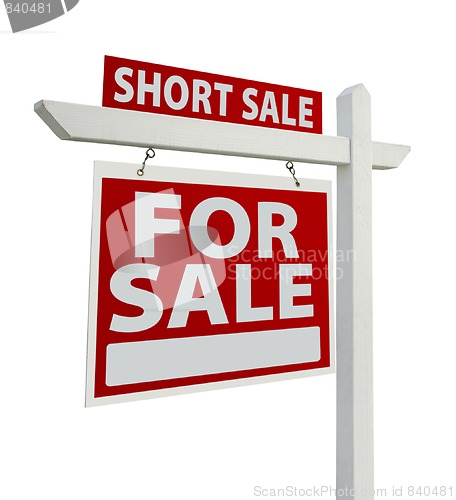 Image of Short Sale Real Estate Sign Isolated - Left