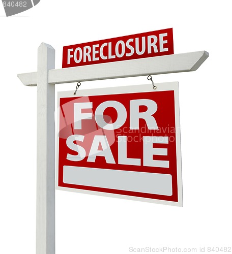 Image of Foreclosure Real Estate Sign Isolated - Right