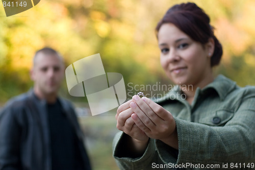 Image of Happy Engaged Woman