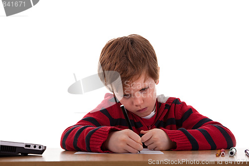 Image of Schoolboy with a sad expression
