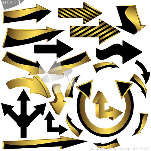 Image of Set Of Gold And Black Arrow Icons