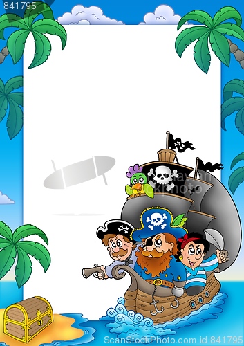 Image of Frame with sailboat and pirates