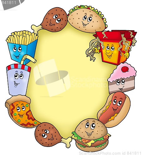 Image of Various cartoon food frame