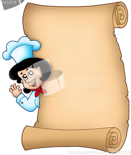 Image of Parchment with lurking woman chef