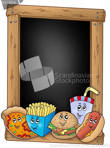 Image of Blackboard with various cartoon meals