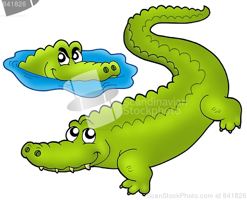 Image of Pair of cartoon crocodiles