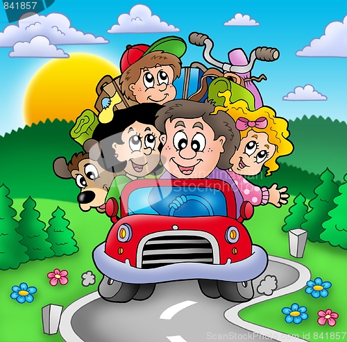Image of Happy family going on vacation