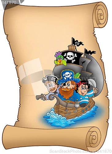 Image of Scroll with saiboat and pirates