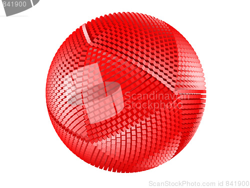 Image of Red thorny textured sphere isolated on white.