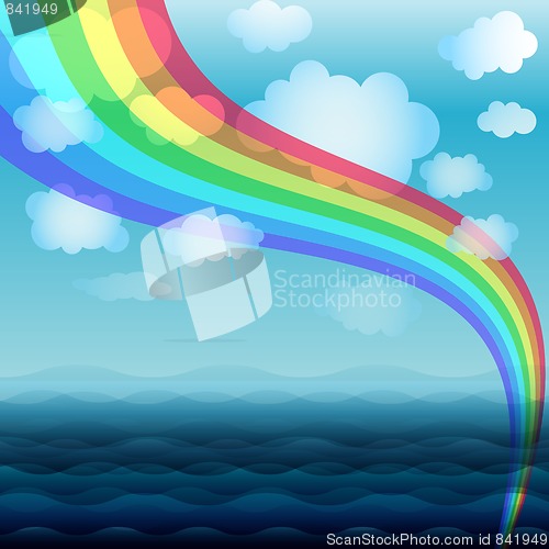 Image of Blue Spring Water Background With Rainbow