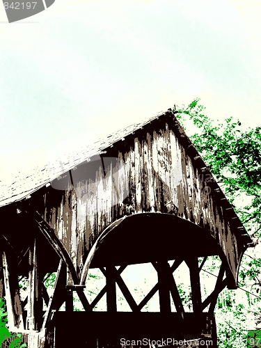 Image of covered bridge in the summer