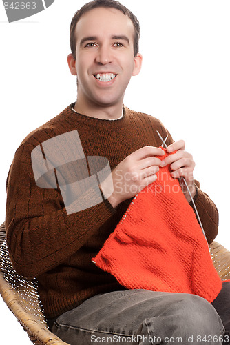 Image of Happy Knitting Man