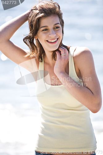 Image of Happy beach summer girl