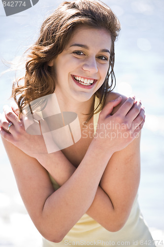 Image of Happy beach summer girl