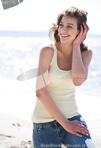 Image of Happy beach summer girl