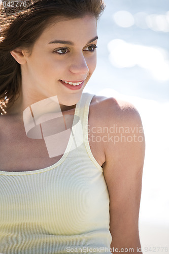 Image of Happy beach summer girl