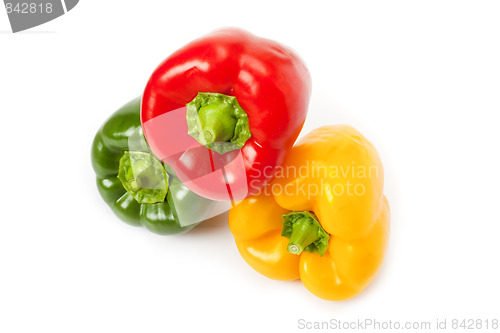 Image of red, yellow and green paprika
