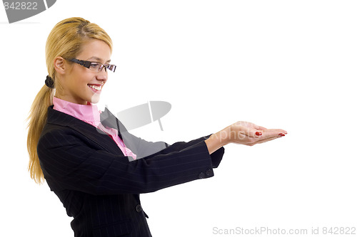 Image of businesswoman holding something