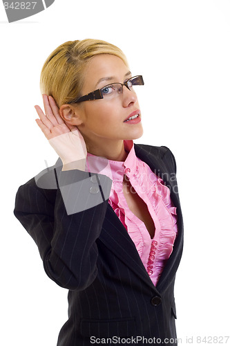 Image of woman cupping hand behind ear