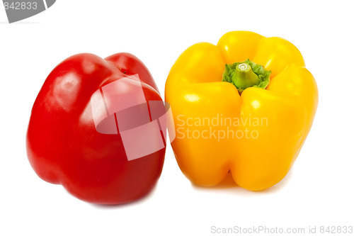 Image of Yellow and red peppers