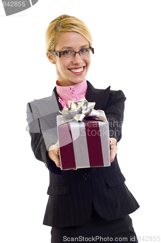 Image of woman with gift box