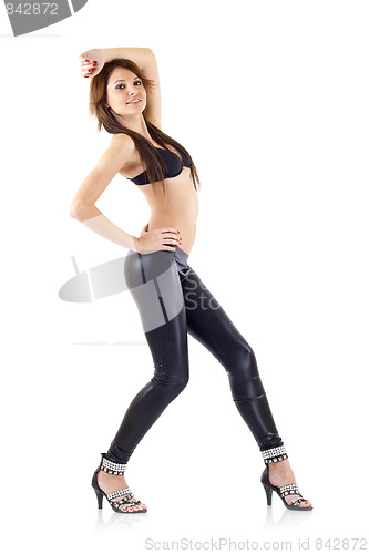 Image of Girl in leather pants