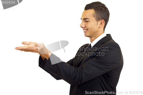 Image of man showing something