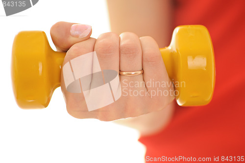 Image of hand with dumbbels