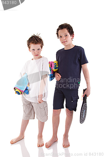 Image of boys with the beach towel