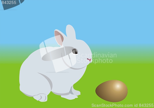 Image of Easter bunny and golden egg