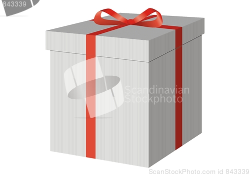 Image of A present box with a red bow