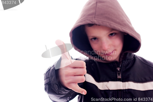 Image of young man, with sign of  cool