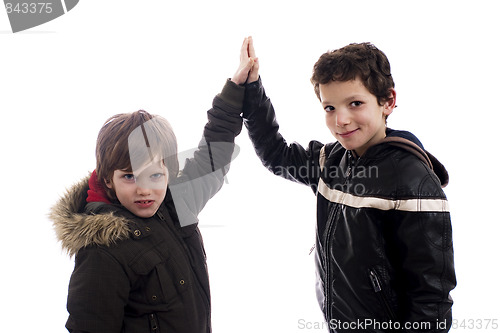 Image of Give-me a five, between two boys