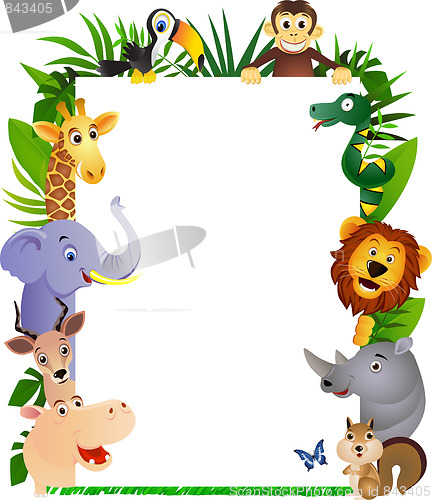 Image of Cute animal cartoon frame