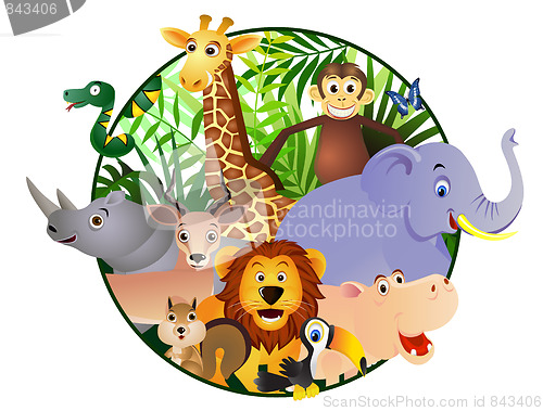 Image of Cute animal cartoon in the circle