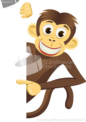 Image of Cute cartoon monkey and blank space