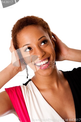 Image of Beautiful laughing African business woman