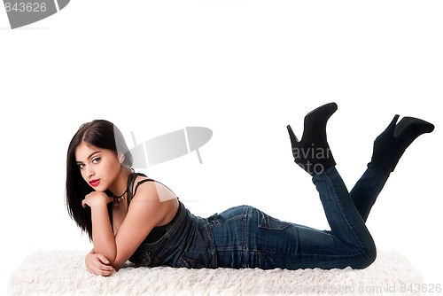 Image of Sexy fashion girl in jeans