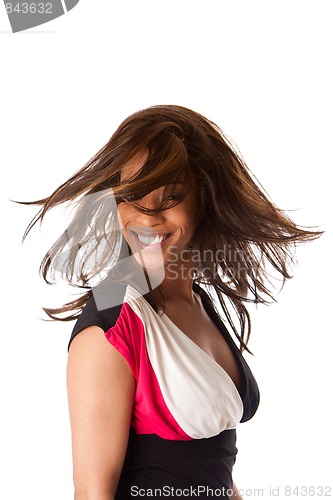 Image of African business woman with swirling hair