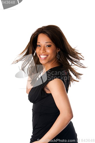 Image of African business woman with swirling hair