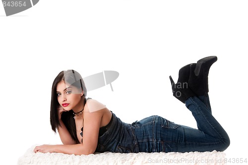 Image of Sexy fashion girl in jeans