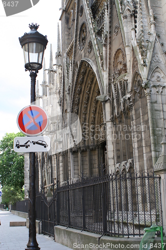 Image of Road Sign outside Notre Dame, Paris