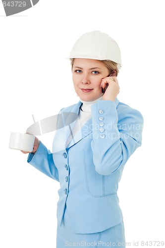 Image of Architect woman make a call