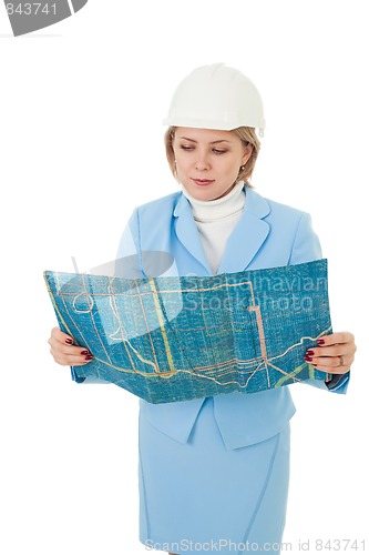 Image of Woman engineer with plan