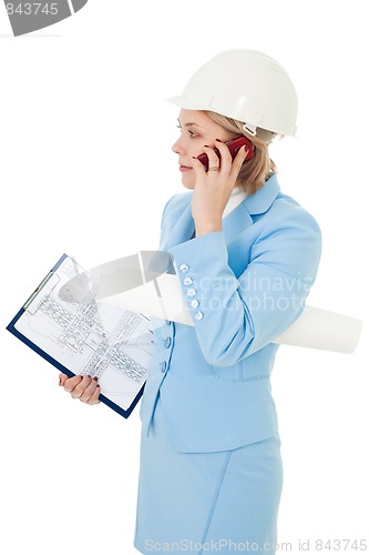 Image of Busy business architect woman